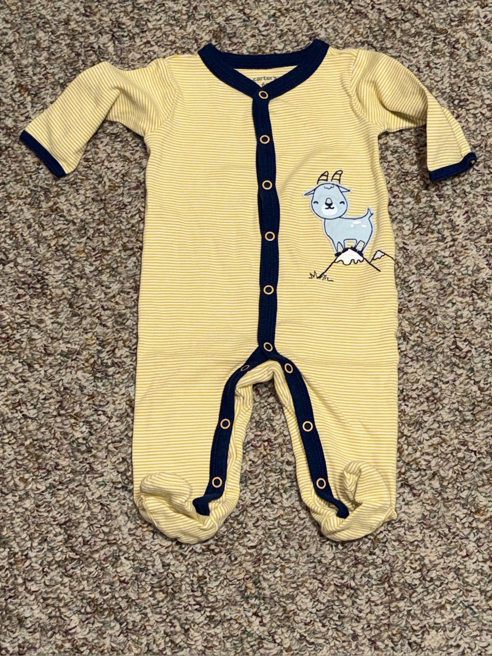 Boys girls carters 6 months pajamas Carter's Yellow Striped Baby One-Piece goat